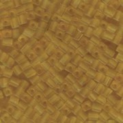 Miyuki Würfel Perlen, Cube, Square Beads 4mm 0132F transparent matt Light Gold 25gr