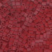 Miyuki Würfel Perlen, Cube, Square Beads 4mm 0140F transparent matt Red 20gr