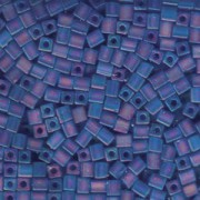 Miyuki Würfel Perlen, Cube, Square Beads 1,8mm 0150FR transparent rainbow matt Sapphire Blue 12gr