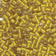 Miyuki Würfel Perlen, Cube, Square Beads 4mm 0202 insinde colorlined Yellow 25gr