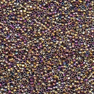 Miyuki Delica Perlen 1,6mm DB0541 metallic rainbow Palladium Plated dark Gold 5gr