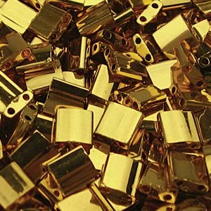 Miyuki Tila Perlen 5mm plated 24 Karat Gold TL0191 ca 7,2gr