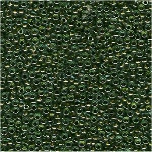 Miyuki Rocailles Perlen 2mm 0229 insinde colorlined Olive Green 12gr