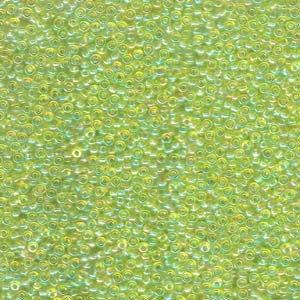 Miyuki Rocailles Perlen 2mm 0258 transparent rainbow Lime Green 12gr