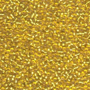 Miyuki Rocailles Perlen 1,5mm 0006 transparent silverlined Mustard Yellow ca 11gr