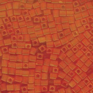 Miyuki Würfel Perlen, Cube, Square Beads 4mm 0138F transparent matt Orange 20gr