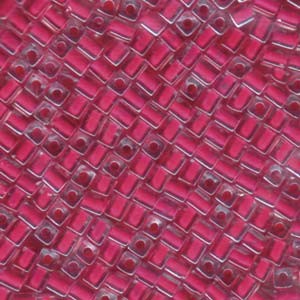 Miyuki Würfel Perlen, Cube, Square Beads 1,8mm 0208 insinde colorlined Raspberry 12gr