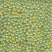 Miyuki Tropfen Perlen 3,4mm 0143FR transparent rainbow matt Lime Green 10gr