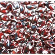 Miyuki Long Magatama Perlen 4x7mm ca8,5gr 4513L Luster Picasso Matte Red Garnet