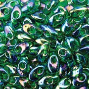 Miyuki Long Magatama Perlen 4x7mm ca8,5gr 0179 transparent luster Green