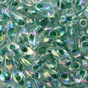 Miyuki Long Magatama Perlen 4x7mm ca8,5gr 2148 olive lined rainbow Crystal