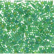 Miyuki Quarter Tila Beads 5x1.5mm matt transparent rainbow Green ca. 7gr