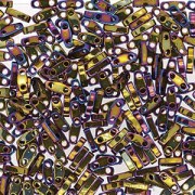 Miyuki Quarter Tila Beads 5x1.5mm metallic rainbow Purple Gold ca. 7gr