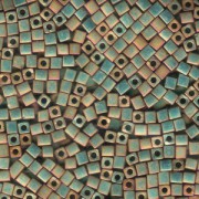 Miyuki Würfel Perlen, Cube, Square Beads 3mm 2035 metallic rainbow matt Rose - Green 25gr
