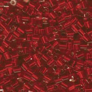 Miyuki Würfel Perlen, Cube, Square Beads 1,8mm 0010 transparent silverlined Christmas Red 12gr