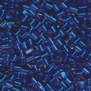 Miyuki Würfel Perlen, Cube, Square Beads 4mm 0019 transparent silverlined Sapphire Blue 20gr