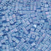 Miyuki Würfel Perlen, Cube, Square Beads 1,8mm 0148FR transparent rainbow matt Blue Topaz 12gr
