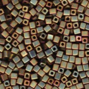 Miyuki Würfel Perlen, Cube, Square Beads 4mm 2035 metallic rainbow matt Rose - Green 20gr