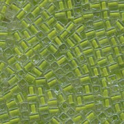 Miyuki Würfel Perlen, Cube, Square Beads 4mm 0245 insinde colorlined Lime Green 25gr