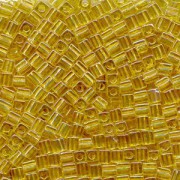 Miyuki Würfel Perlen, Cube, Square Beads 4mm 0251 transparent rainbow Light Gold 25gr