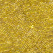 Miyuki Würfel Perlen, Cube, Square Beads 4mm 0252 transparent rainbow Yellow 25gr