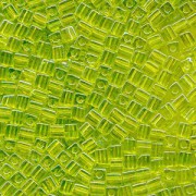 Miyuki Würfel Perlen, Cube, Square Beads 1,8mm 0258 transparent rainbow Lime Green 12gr