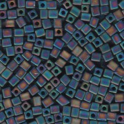 Miyuki Würfel Perlen, Cube, Square Beads 4mm 0401FR opaque matte rainbow Black 20gr