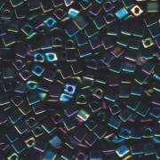 Miyuki Würfel Perlen, Cube, Square Beads 4mm 0401R opaque rainbow Black 20gr