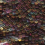 Miyuki Würfel Perlen, Cube, Square Beads 4mm 0462 metallic rainbow Gold - Violet - Green 25gr