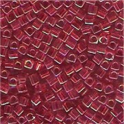Miyuki Würfel Perlen, Cube, Square Beads 1,8mm 0254 transparent rainbow Berry-Gold 12gr