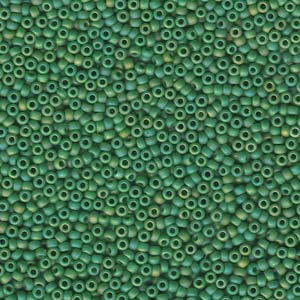 Miyuki Rocailles Perlen 2mm 411FR rainbow matt opaque Green ca 12gr