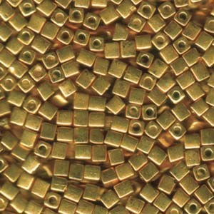 Miyuki Würfel Perlen, Cube, Square Beads 1,8mm 1053 Galvanized Gelb Gold 12gr