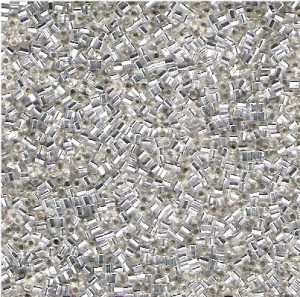 Miyuki Stäbchen Perlen Bugle Beads Hexcut 1,5mm 0001C transparent silverlined Clear 12gr