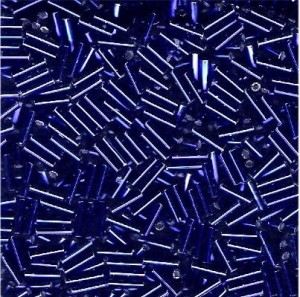 Miyuki Stäbchen Perlen Bugle Beads 6mm 0020 transparent silverlined Cobalt Blue 10gr