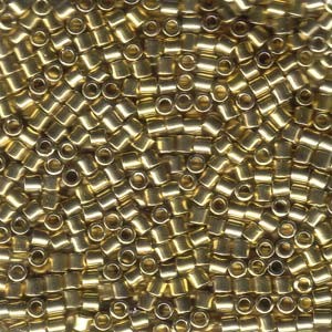 Miyuki Delica Perlen 3mm DBL0034 metallic 24 Karat Hamilton Gold plated ca 6,8 Gr.