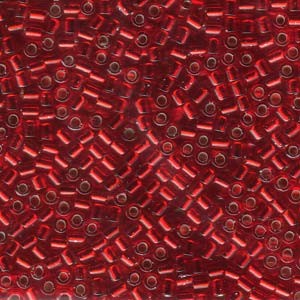 Miyuki Delica Perlen 3mm DBL0043 transparent silverlined Orangish Red ca 6,8 Gr.