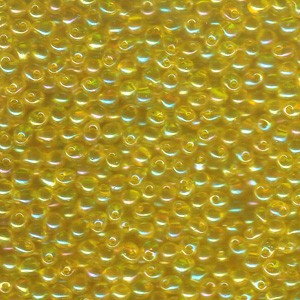 Miyuki Tropfen Perlen 3,4mm 0252 transparent rainbow Orange Gold 10gr
