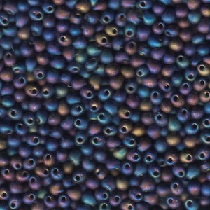 Miyuki Tropfen Perlen 3,4mm 0401FR opaque matte rainbow Black 10gr