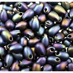 Miyuki Tropfen Perlen 3x5,5mm 0401FR rainbow matt Black ca 25gr