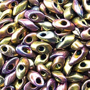 Miyuki Long Magatama Perlen 4x7mm ca8,5gr 0188 rainbow metallic Purple Gold