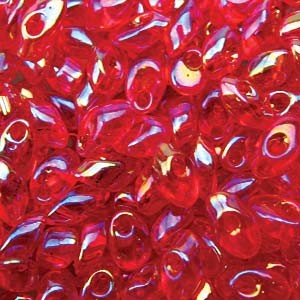 Miyuki Long Magatama Perlen 4x7mm ca8,5gr 0254 transparent rainbow Red