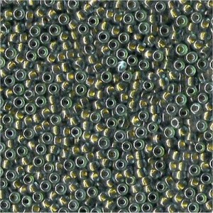 Miyuki Rocailles Perlen 3mm 0229 colorlined crystal Olive Green ca 13gr