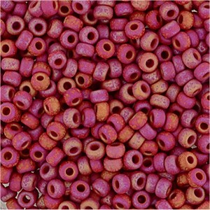Miyuki Rocailles Perlen 2,2mm 0408FR oder 9660-284 opaque rainbow matt Red ca 10gr