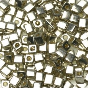 Miyuki Würfel Perlen, Cube, Square Beads 3mm 0961 bright plated Sterling 20gr