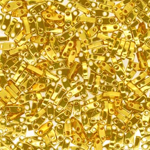 Miyuki Quarter Tila Beads 5x1.5mm Bright 24 Karat Gold Plated ca. 7gr