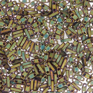 Miyuki Quarter Tila Beads 5x1.5mm metallic matt rainbow Khaki ca. 7gr