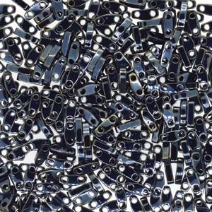 Miyuki Quarter Tila Beads 5x1.5mm metallic light Gunmetall ca. 7gr