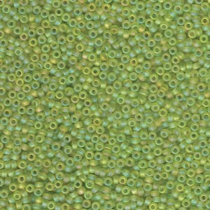 Miyuki Rocailles Perlen 2mm 0143FR transparent rainbow matt Lime Green 12gr