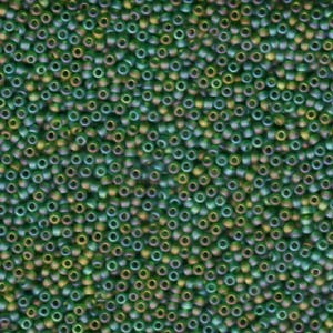 Miyuki Rocailles Perlen 2mm 0146FR transparent rainbow matt Green 12gr