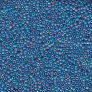 Miyuki Rocailles Perlen 2mm 0149FR transparent rainbow matt Dark Turquoise 12gr